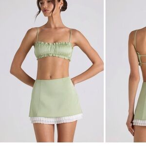 Oh Polly Light Odella satin Green Skirt Set size 8